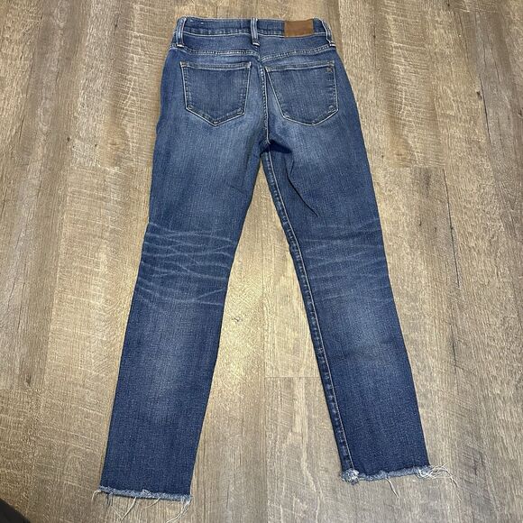 Madewell 10” High Rise Skinny Jeans Blue Wash Raw Asymmetrical Hem Womens 25 - Picture 6 of 6